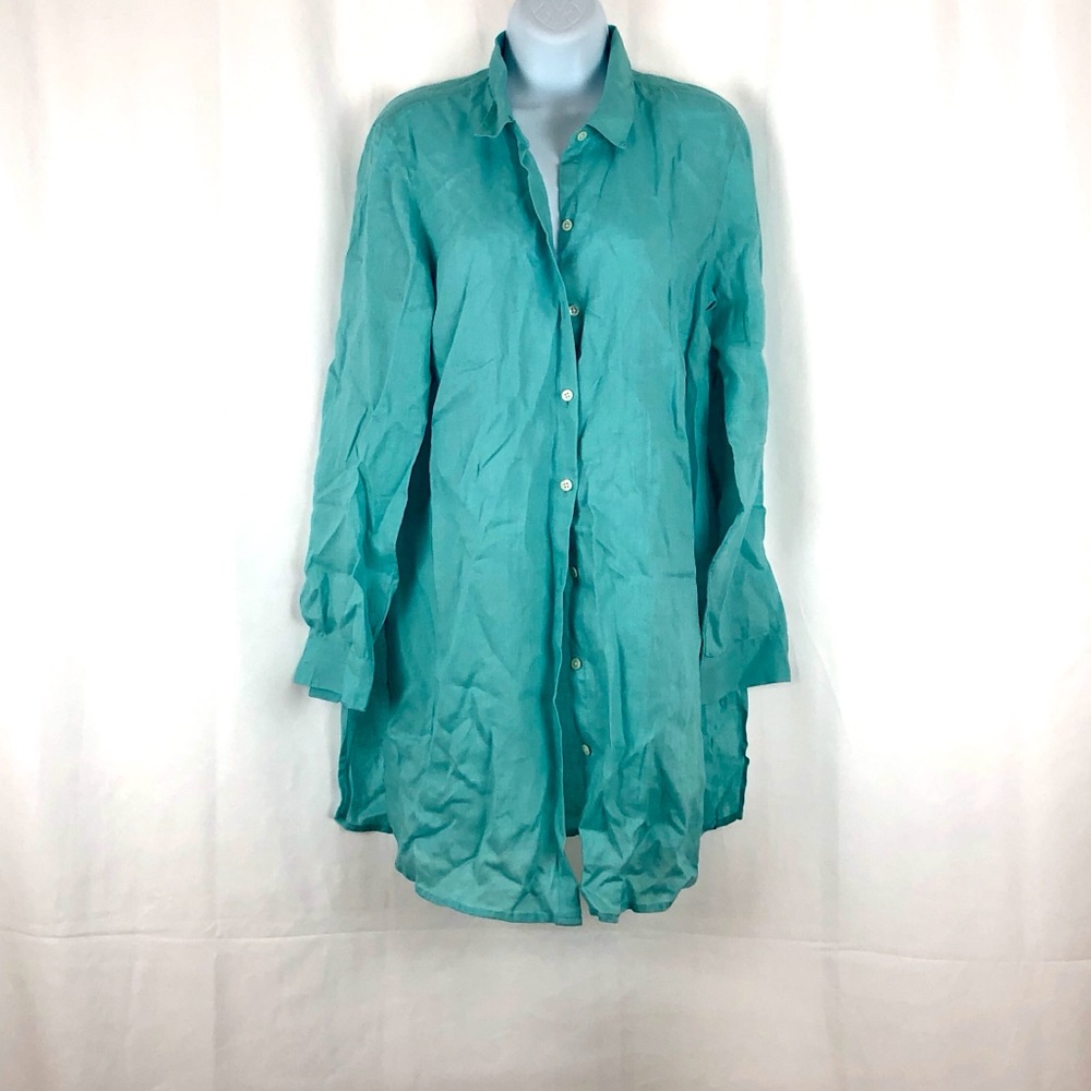 J.Jill Linen Collared Button Front Tunic M - image 1